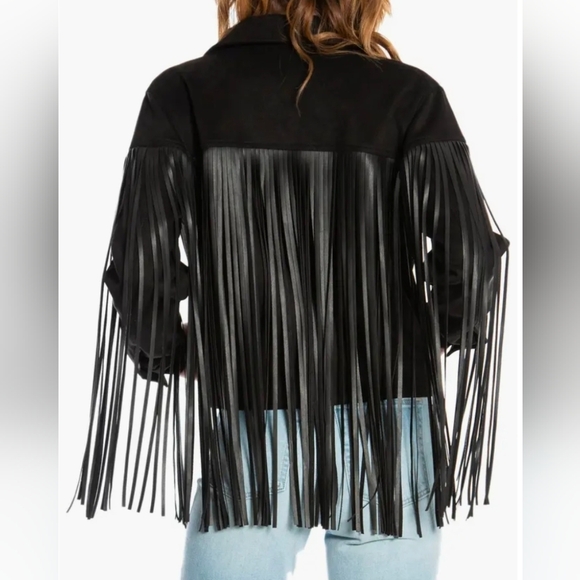 Juicy Couture Black Button-Up Fringe Jacket - Picture 2 of 9